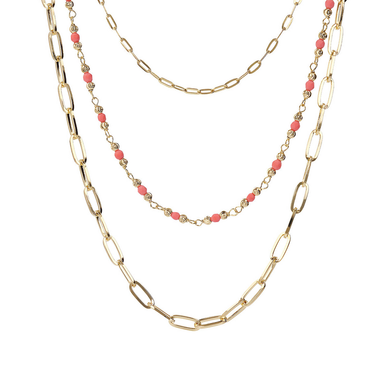 EXCLUSIVE: 3-row necklace with colored stones