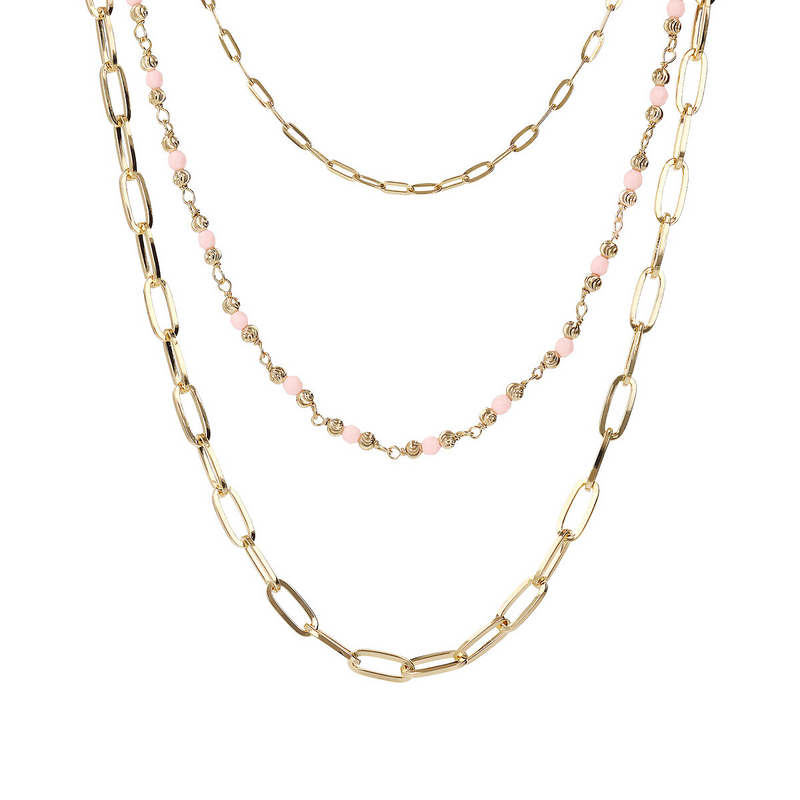 EXCLUSIVE: 3-row necklace with colored stones