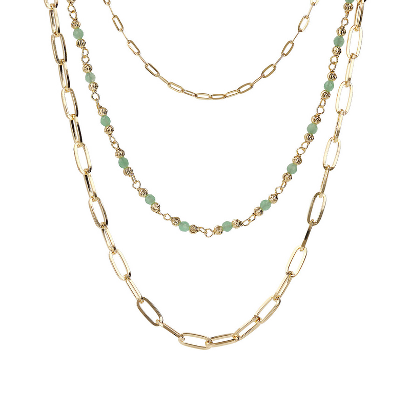 EXCLUSIVE: 3-row necklace with colored stones