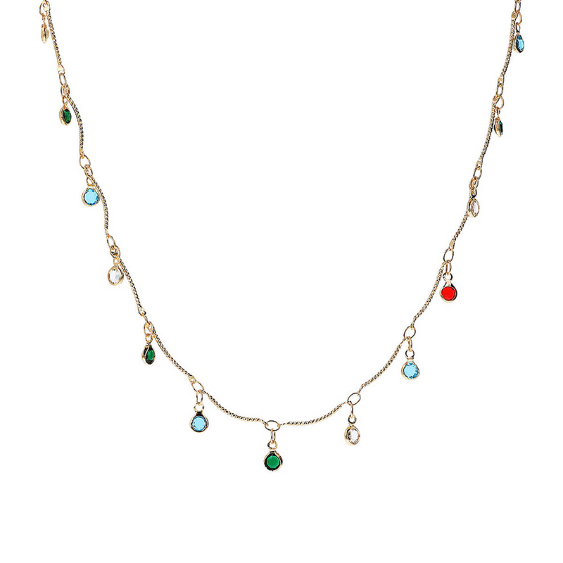 Necklace with colored stones pendants