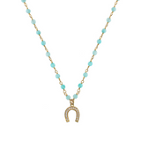 Rosary necklace with zirconia pendant: iron, cross and heart