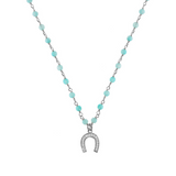 Rosary necklace with zirconia pendant: iron, cross and heart