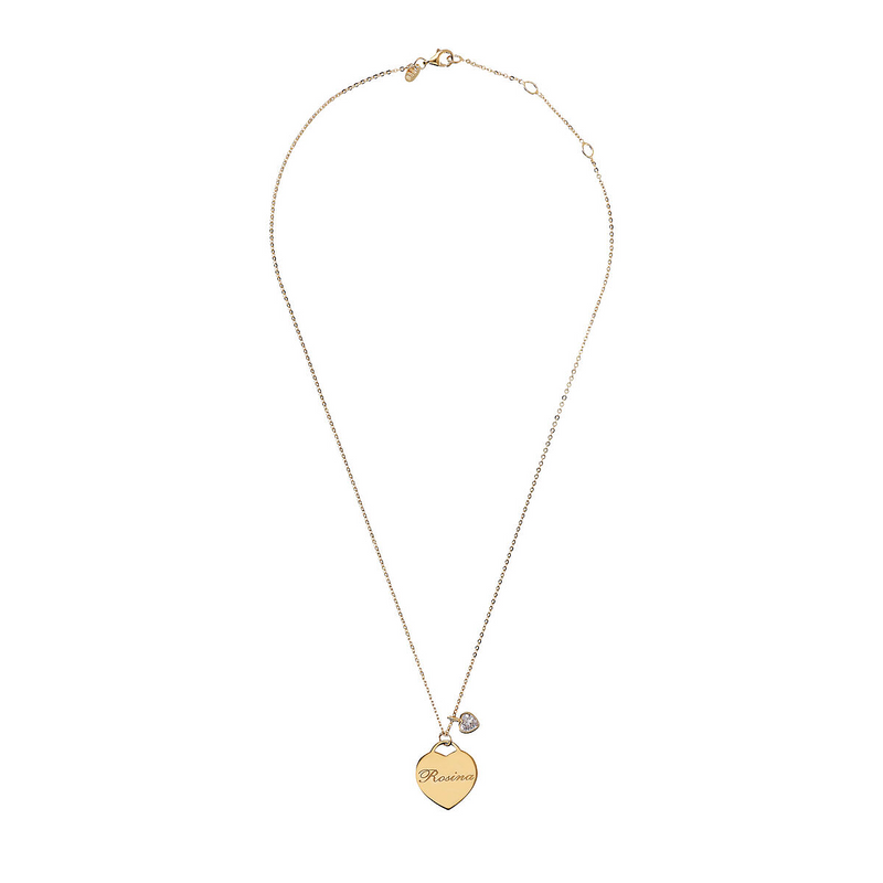 Heart necklace with engraving and diamond heart cast