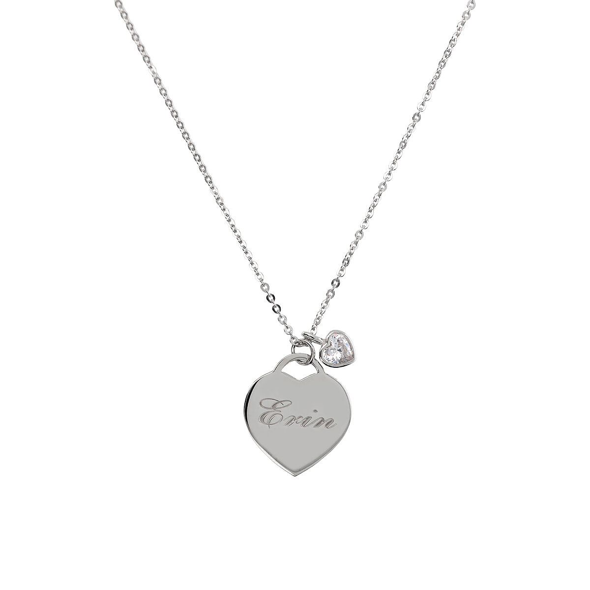 Collana cuore con incisione e Castoncino cuore Diamantato - L DI LINDA