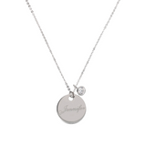 Round Necklace with Engraving and Diamond Setting