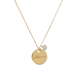 Round Necklace with Engraving and Diamond Setting