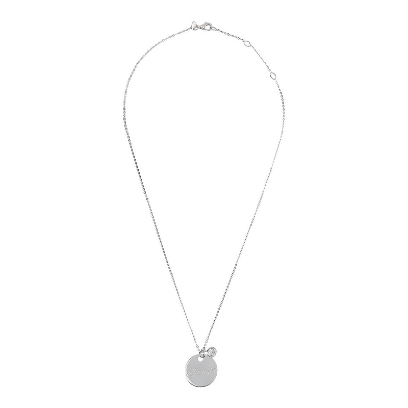 Round Necklace with Engraving and Diamond Setting