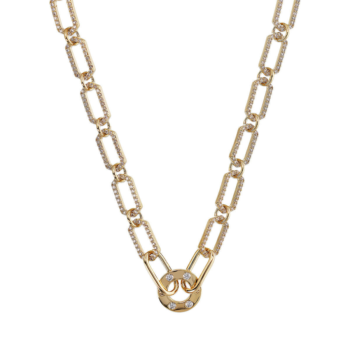 Collana fine brillantinata con rolò e cerchio centrale - L DI LINDA