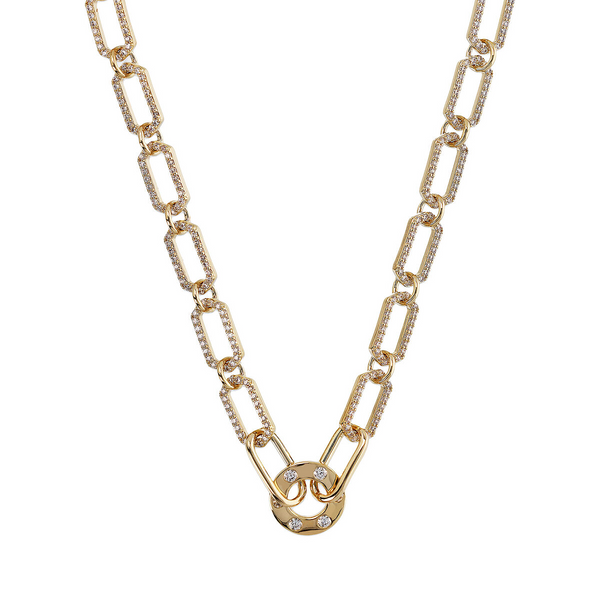 Fine glitter necklace with rolo and central circle