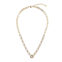 Collana fine brillantinata con rolò e cerchio centrale