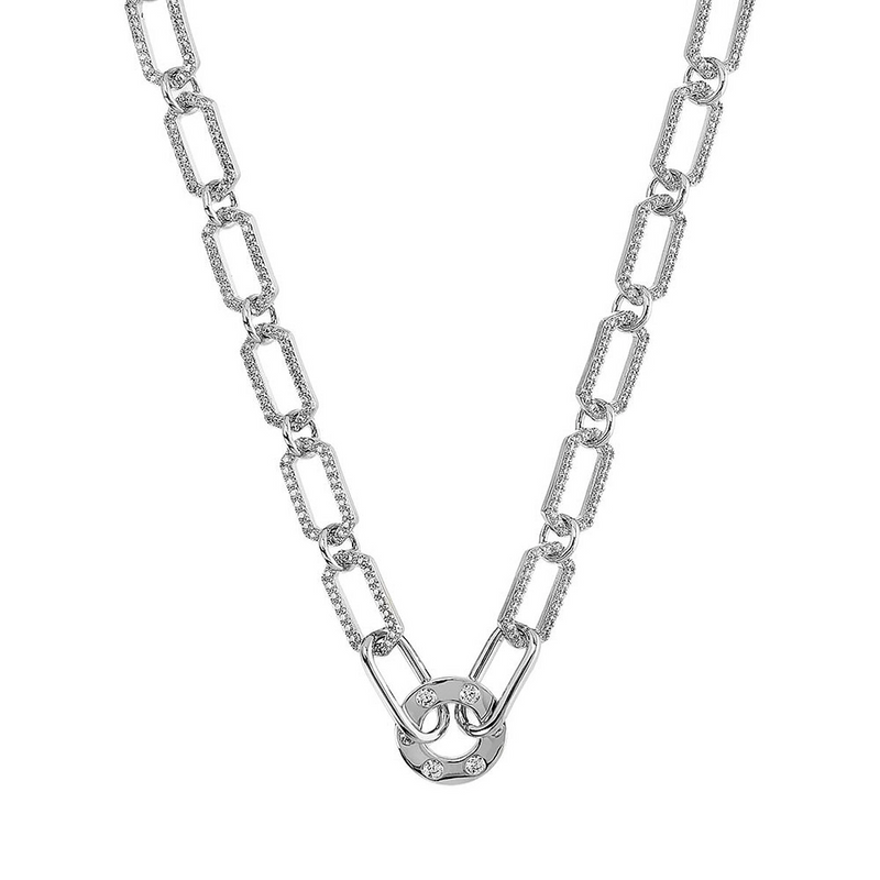 Fine glitter necklace with rolo and central circle