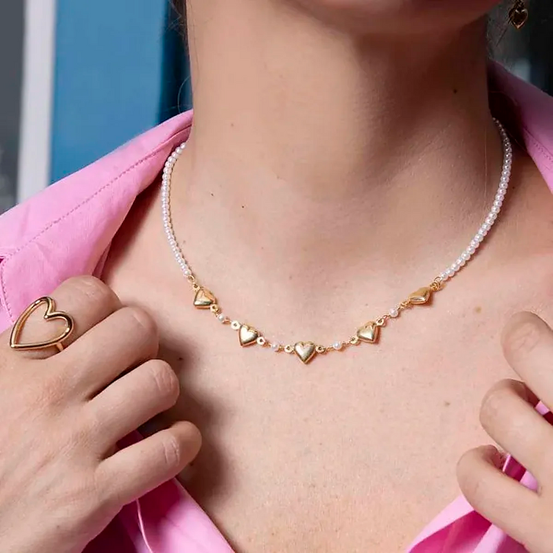 Pearls and Hearts Necklace
