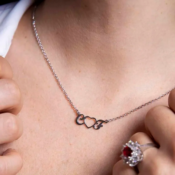 Necklace with Initials and Central Heart