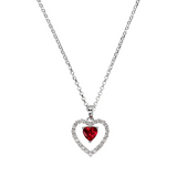Heart necklace with red stone