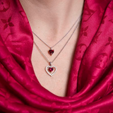 Heart necklace with red stone