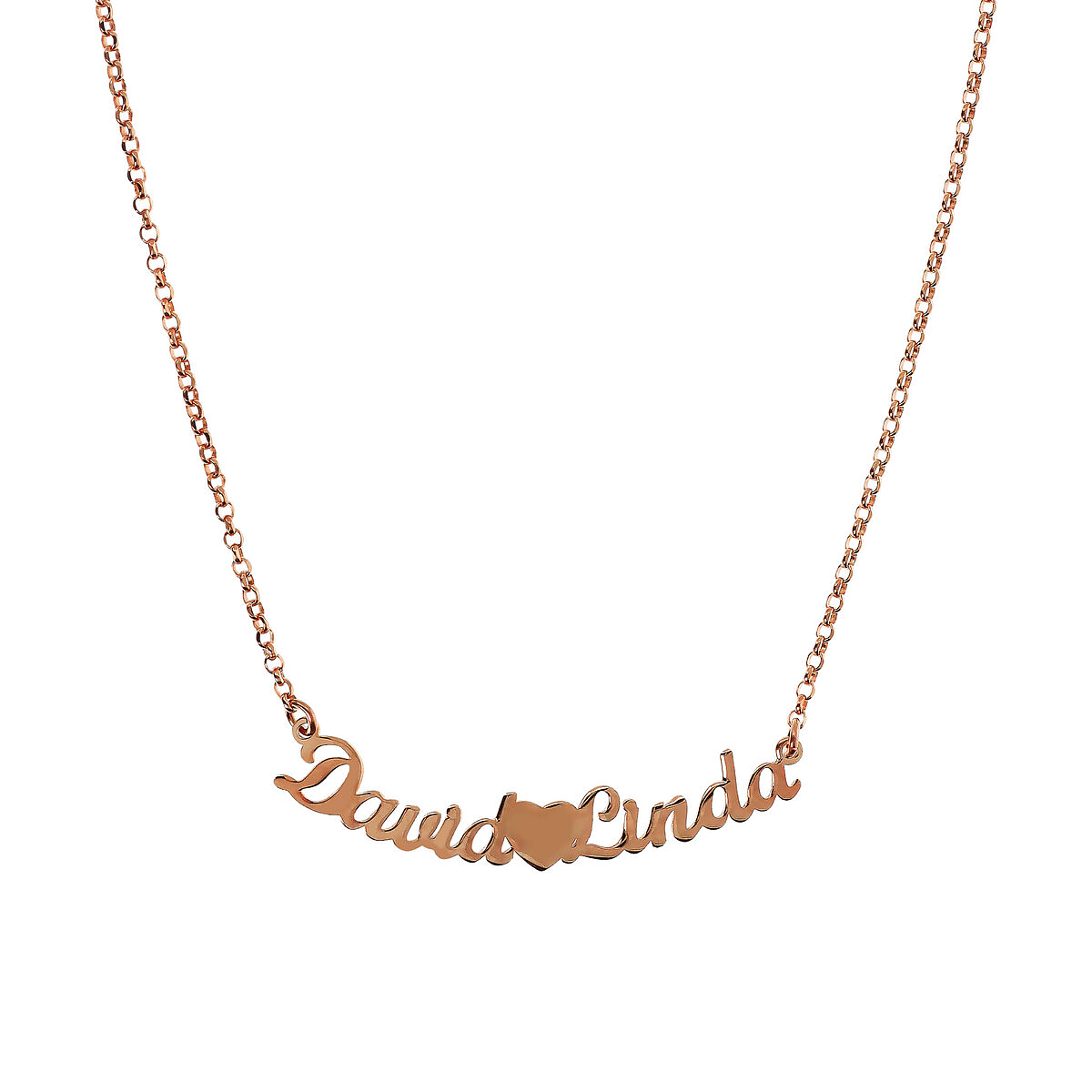 Collana con pendente 2 nomi e cuore centrale - L DI LINDA