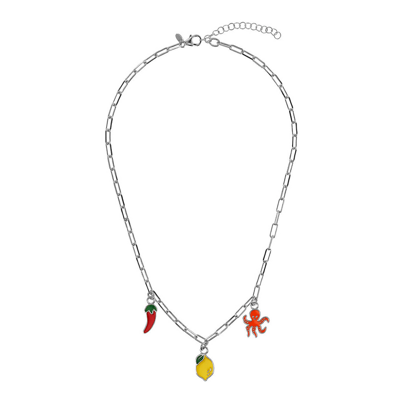 Taste of the Sea: Necklace 1 Pendant lemon/chili/octopus