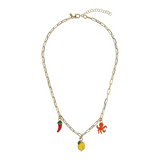 Taste of the Sea: Necklace 1 Pendant lemon/chili/octopus