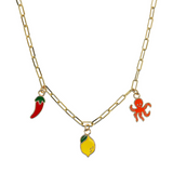 Taste of the Sea: Necklace 1 Pendant lemon/chili/octopus