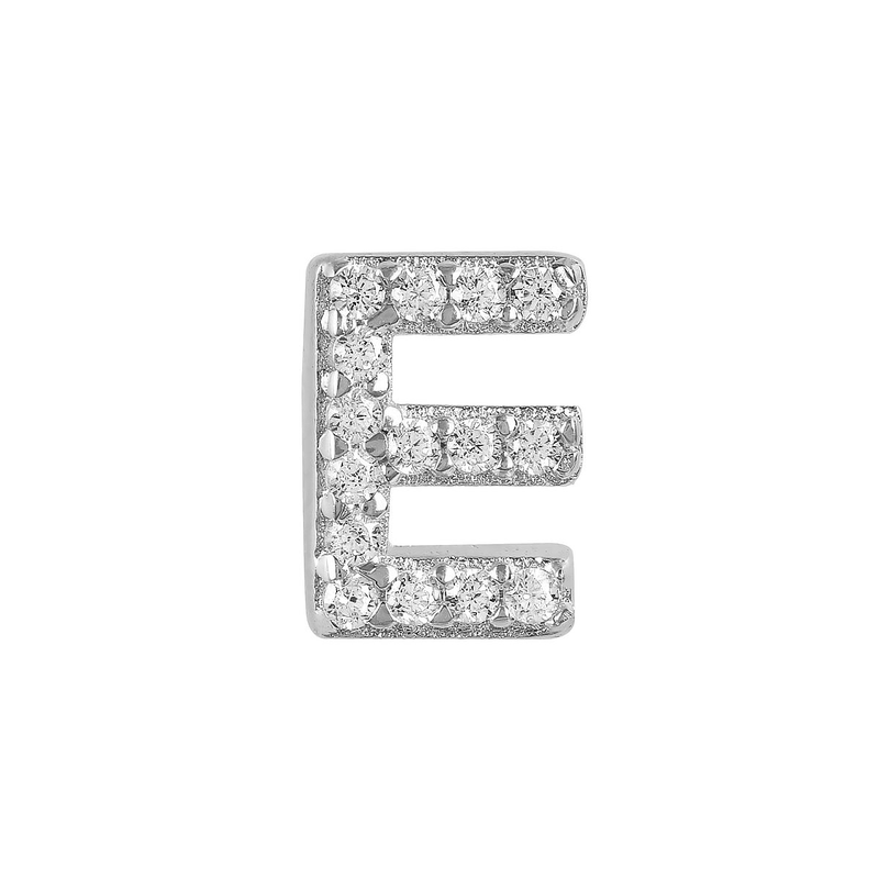 Earring with initial in zirconia Silver