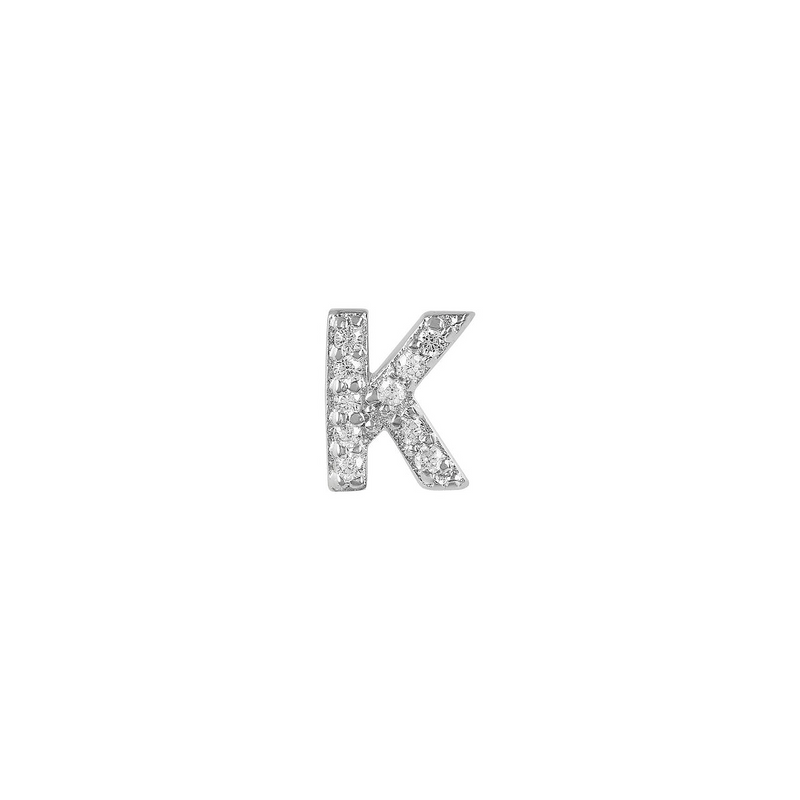 Earring with initial in zirconia Silver