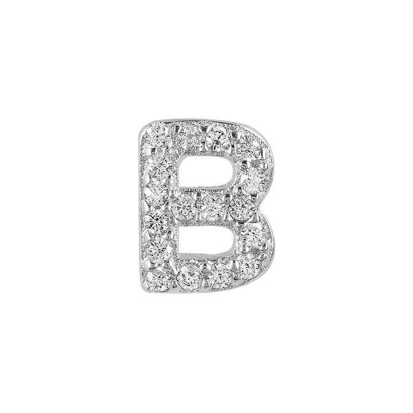 Earring with initial in zirconia Silver