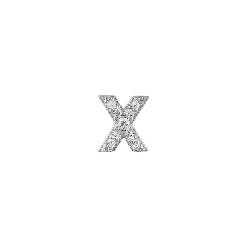 Earring with initial in zirconia Silver