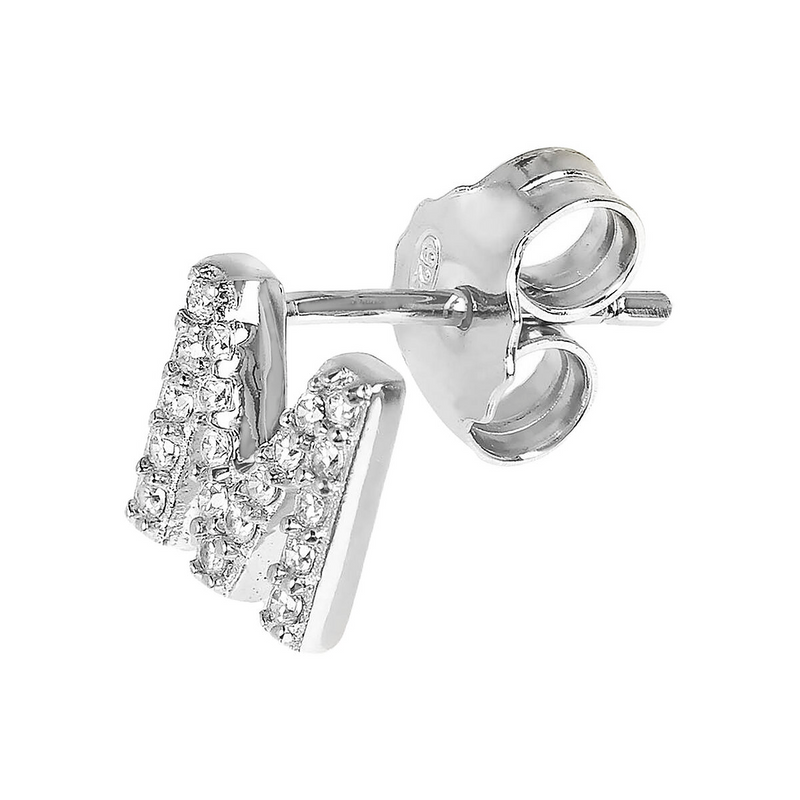 Earring with initial in zirconia Silver
