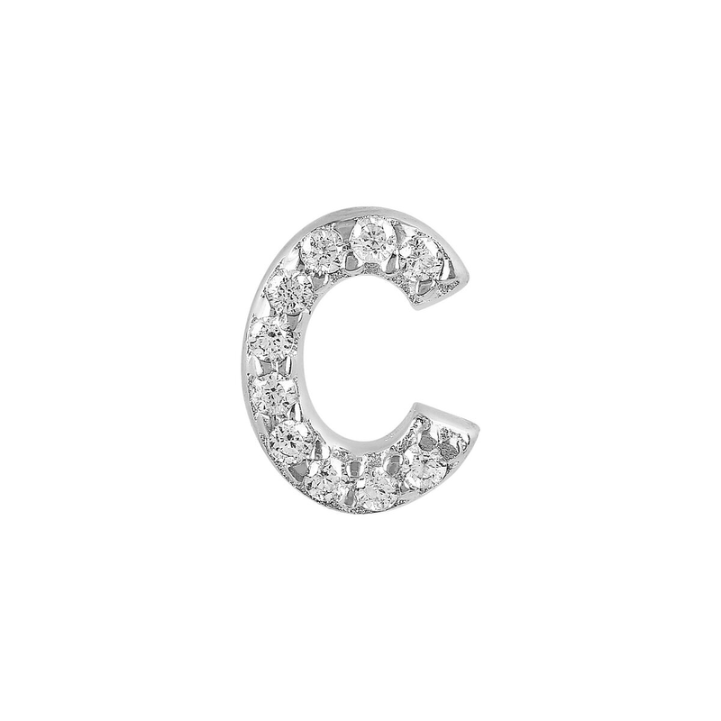 Earring with initial in zirconia Silver