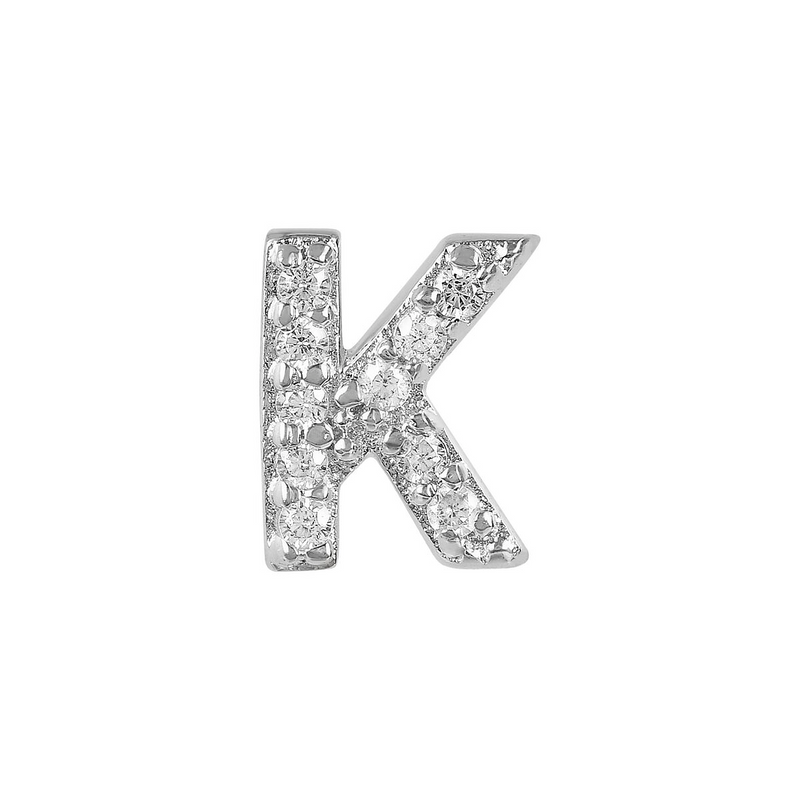 Earring with initial in zirconia Silver