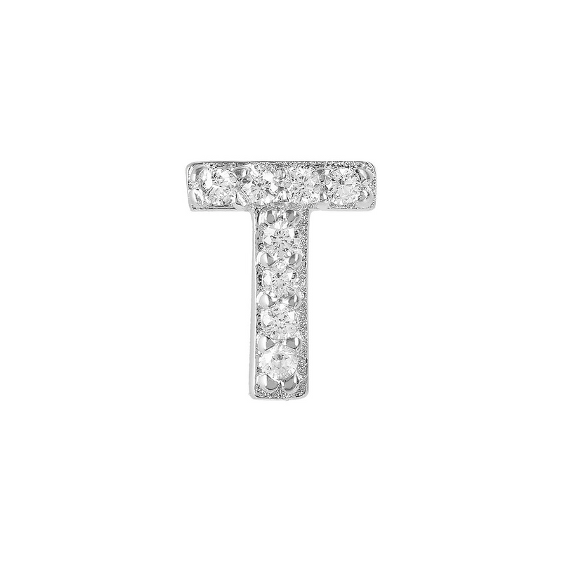 Earring with initial in zirconia Silver