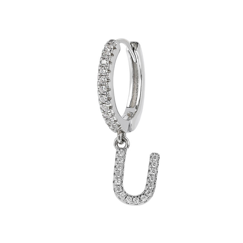 Zirconia Initial Pendant Earring