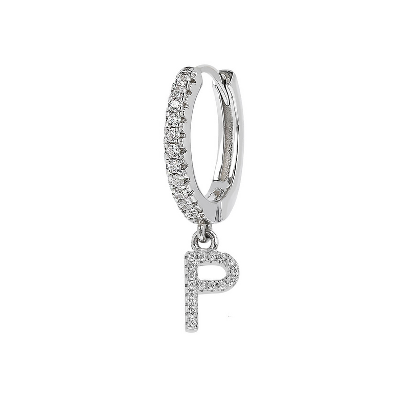 Zirconia Initial Pendant Earring