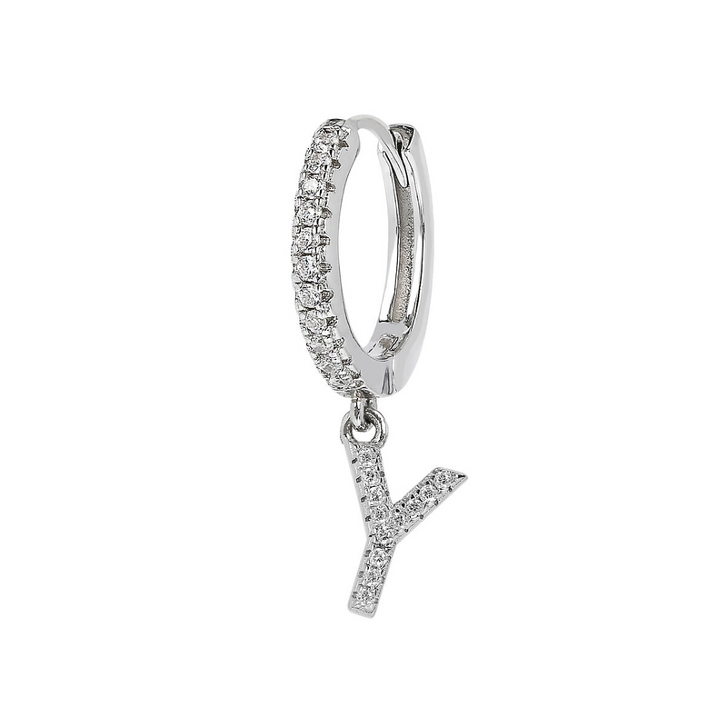 Zirconia Initial Pendant Earring