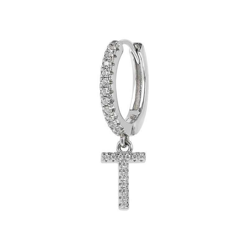 Zirconia Initial Pendant Earring