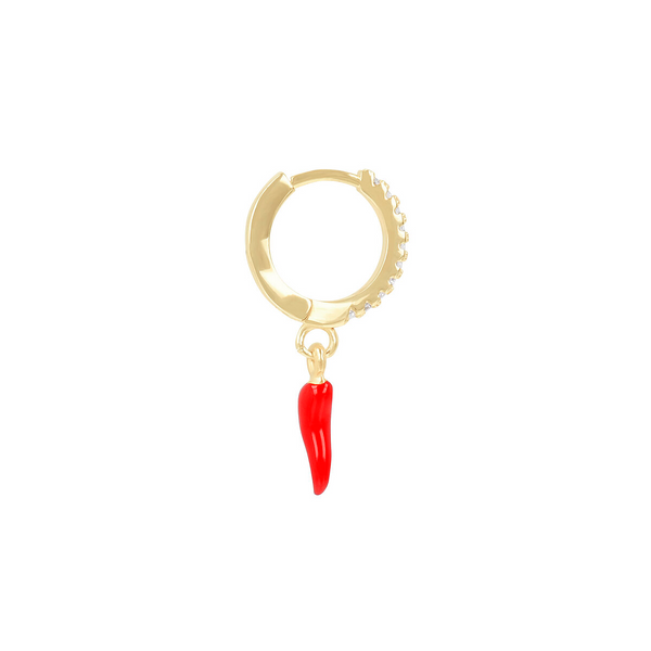 Red Horn Zirconia Hoop Earrings