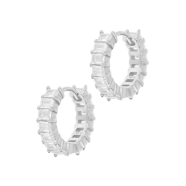 Orecchini cerchietti baguette in zirconi