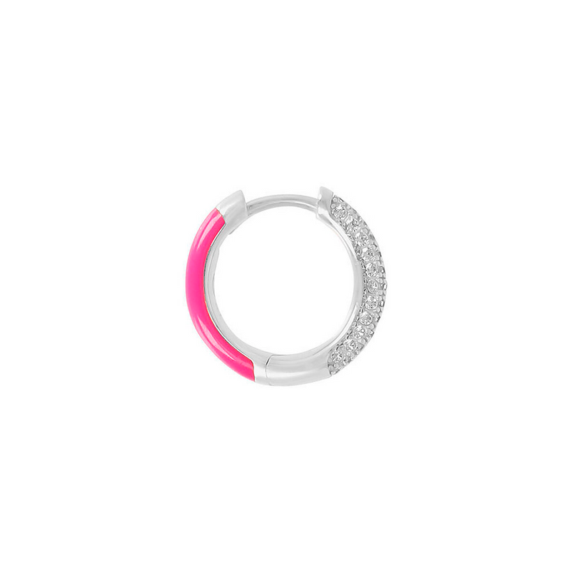 Double face hoop earrings with zirconia and colored enamel
