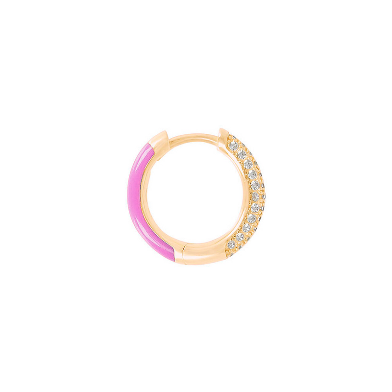 Double face hoop earrings with zirconia and colored enamel