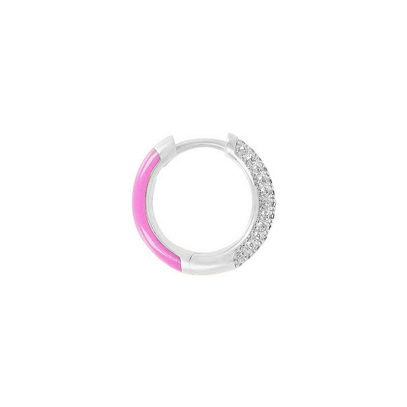 Double face hoop earrings with zirconia and colored enamel
