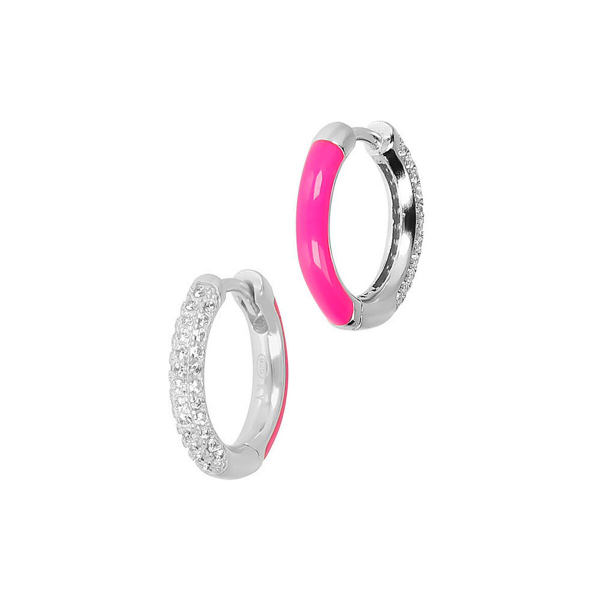 Orecchini cerchietti Double face zirconi e smalto colorato - L DI LINDA