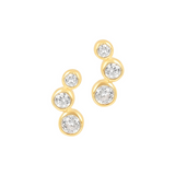 Piercing earring with three round rhinestones
