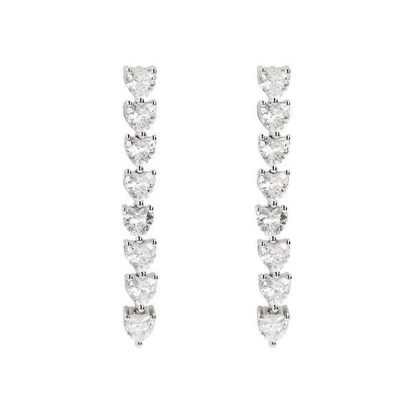 Long zirconia heart earrings - Tennis Collection