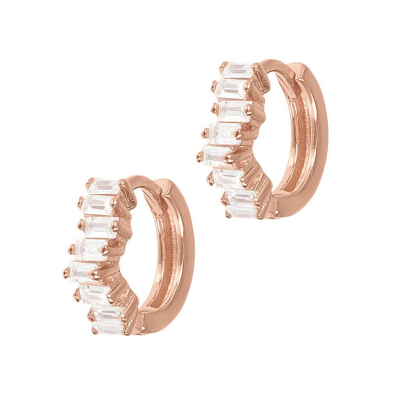 Small Half-Baguette Hoop Earrings