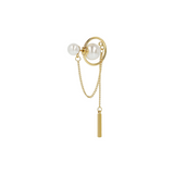 Double pearl earring with pendants