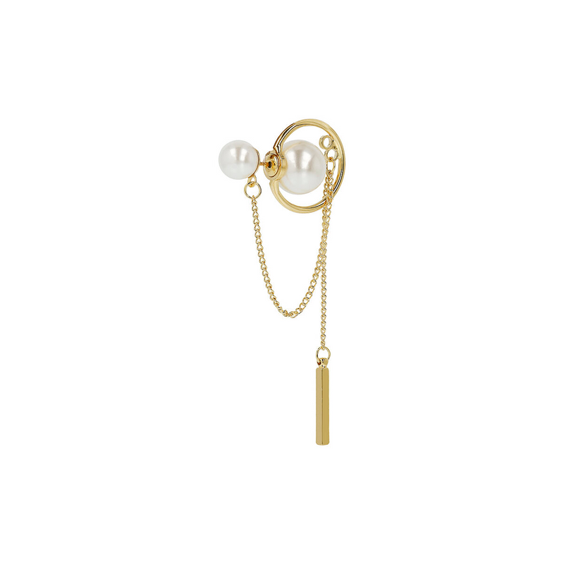 Double pearl earring with pendants