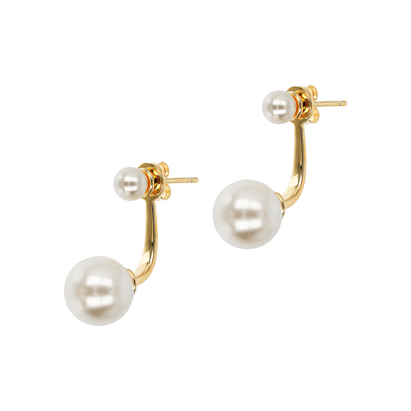 Double Pearl Drop Earrings