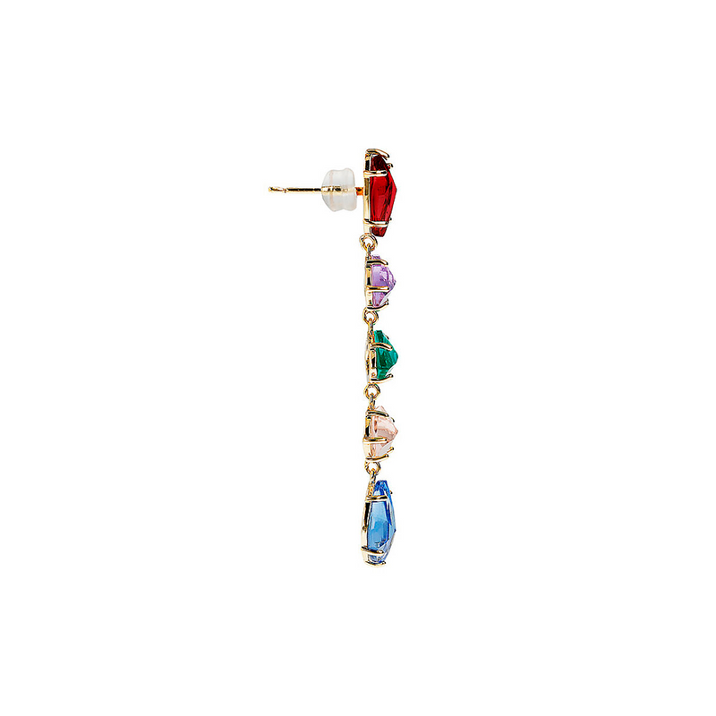 Long Drop Earrings with Colored Stones