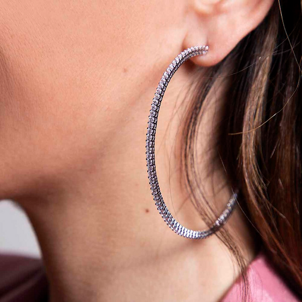Large Zirconia Hoop Earrings