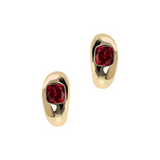 Domed Earrings with Colored Stone
